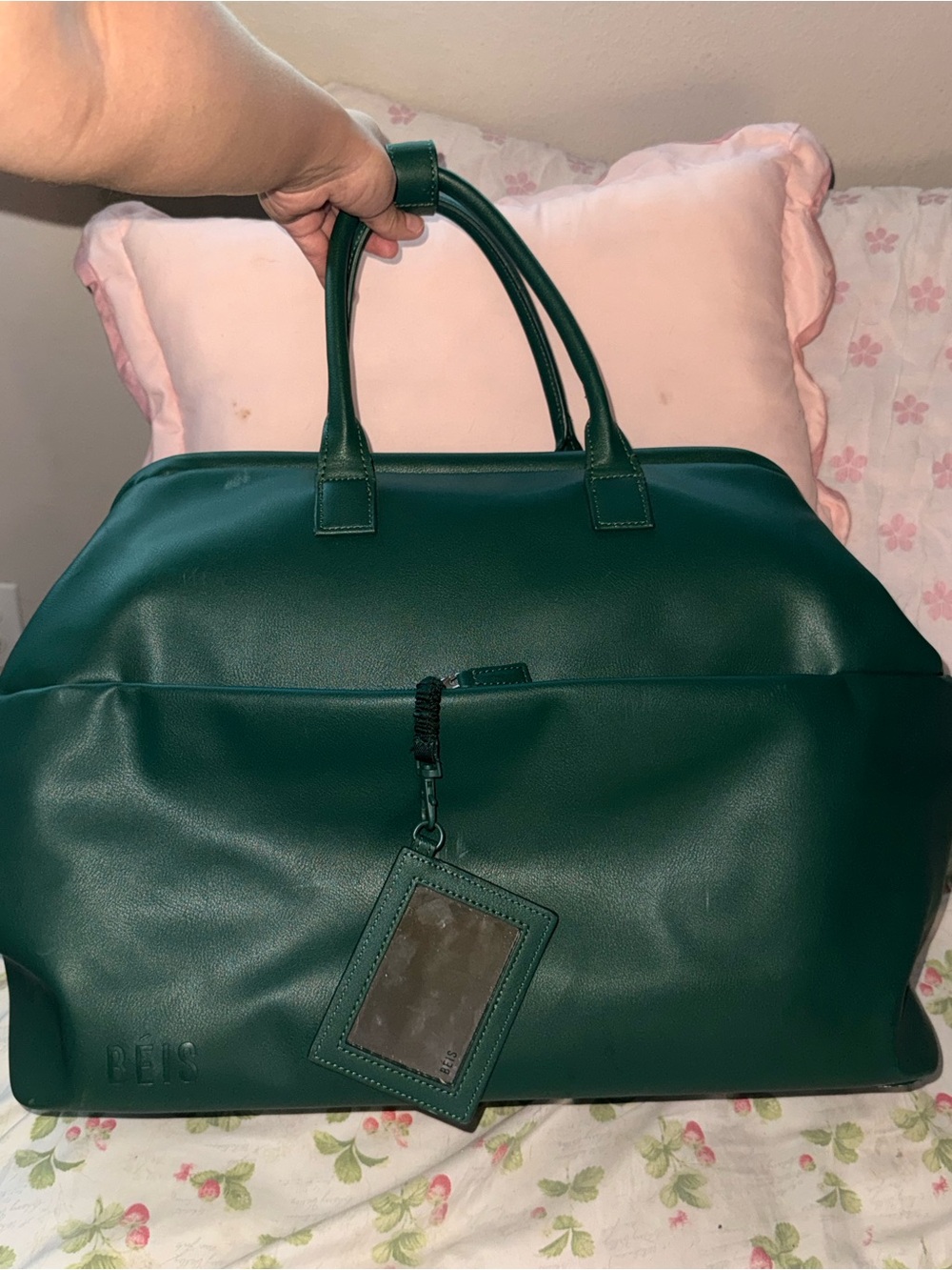 BEIS Emerald Green Travel Weekender Bag